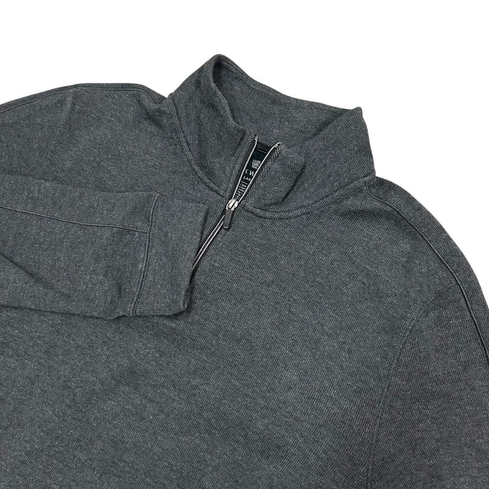 Mack Weldon 1/4 Zip Sweater Mens Large Quarter Zip Gray Cotton Long Sleeve
